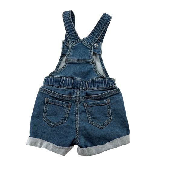 Wonder Nation Baby Girl 12M Cotton Bib Shortalls Blue Denim Overall Romper EUC - Picture 6 of 10